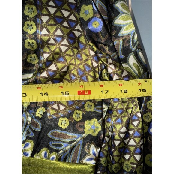 Nicole Miller Tunic Top Sz 10 Aztec Tribal Satin Blouse Pintuck 90's Y2K Style - Picture 11 of 14